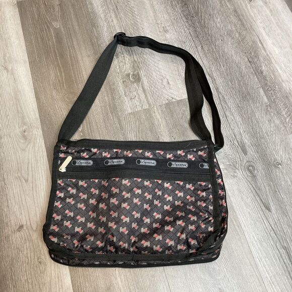 LeSportsac Womens Very Rare Schnauzer Print Expanded Crossbody Bag Boho Washable - Picture 3 of 10
